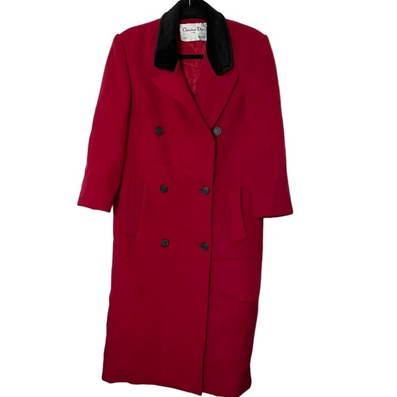 Vintage Christian Dior double breasted wool long coat size 4 - Picture 1 of 15